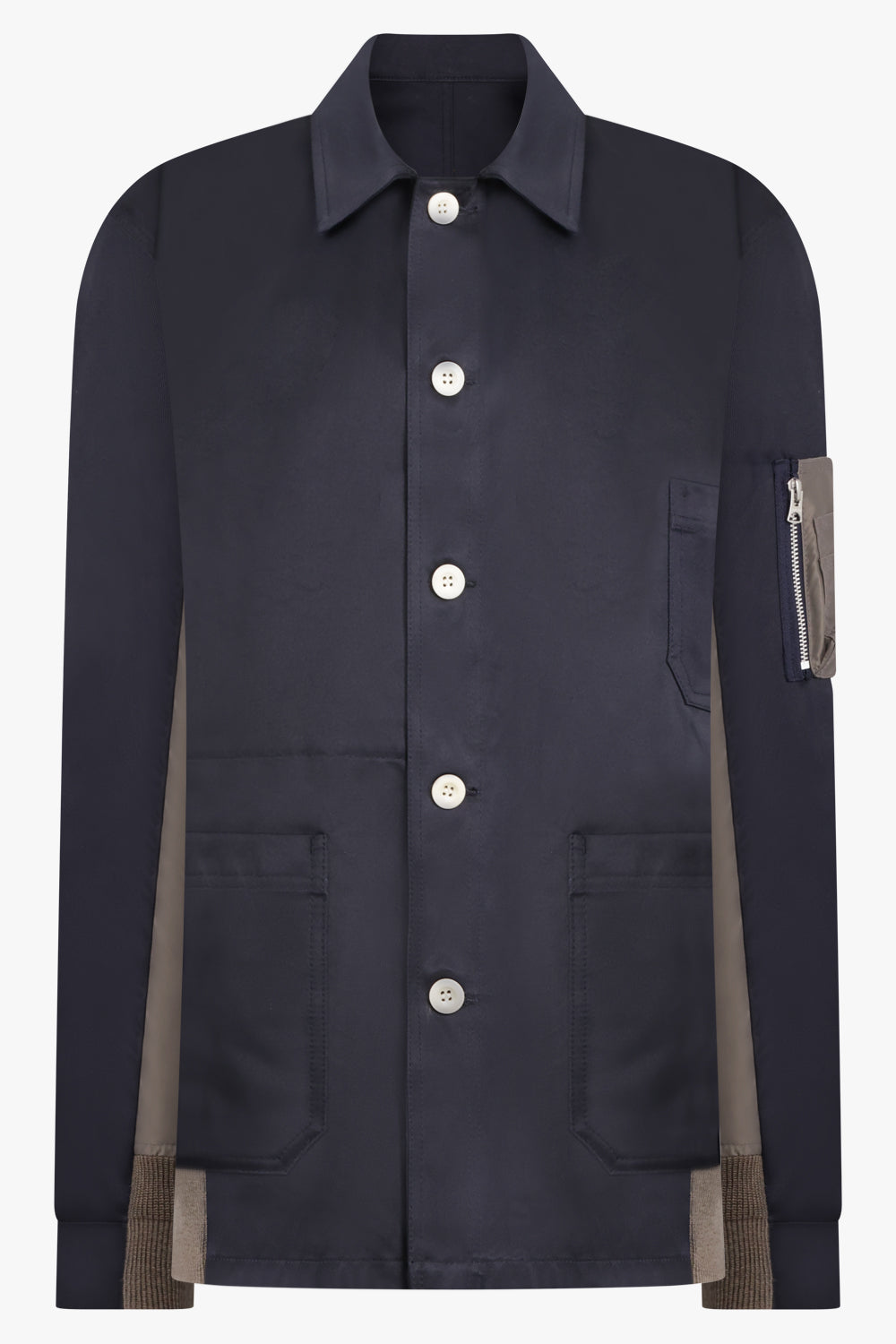 COTTON CHINO X NYLON TWILL BLOUSON | NAVY/TAUPE – Parlour X