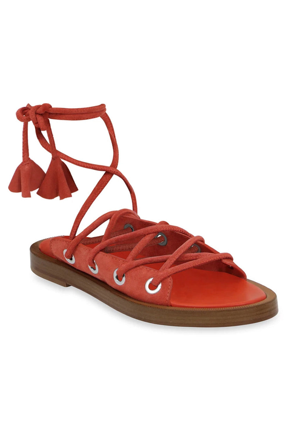 CHUNKY LACE UP SANDAL ORANGE SUEDE