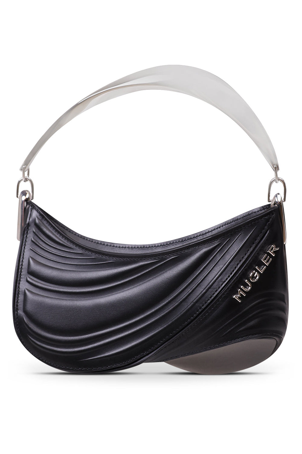 Black embossed Spiral Curve 01 bag - Mugler fashion official