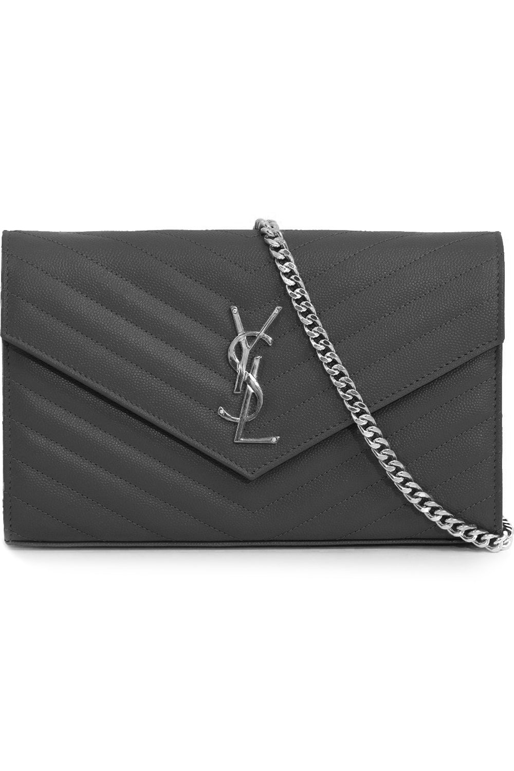 YSL Chain Envelope Clutch Bag Black