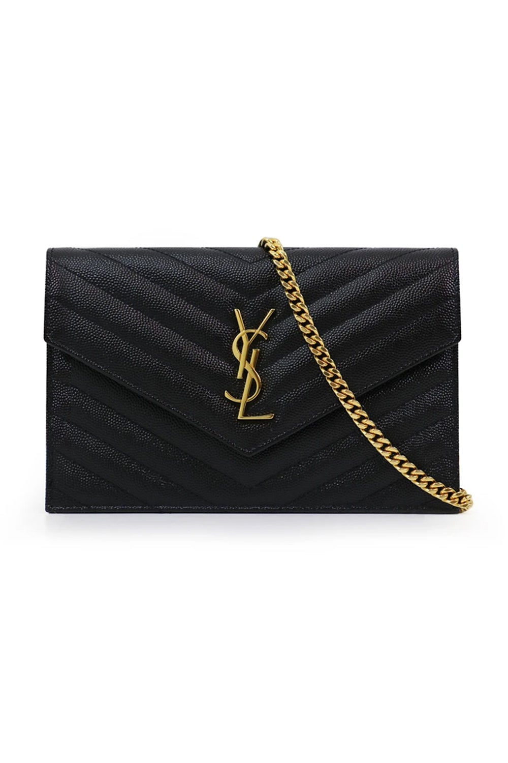 YSL SMALL MONOGRAMME QUILTED CHAIN WALLET BLACK GOLD PARLOUR X SYDNEY –  Parlour X