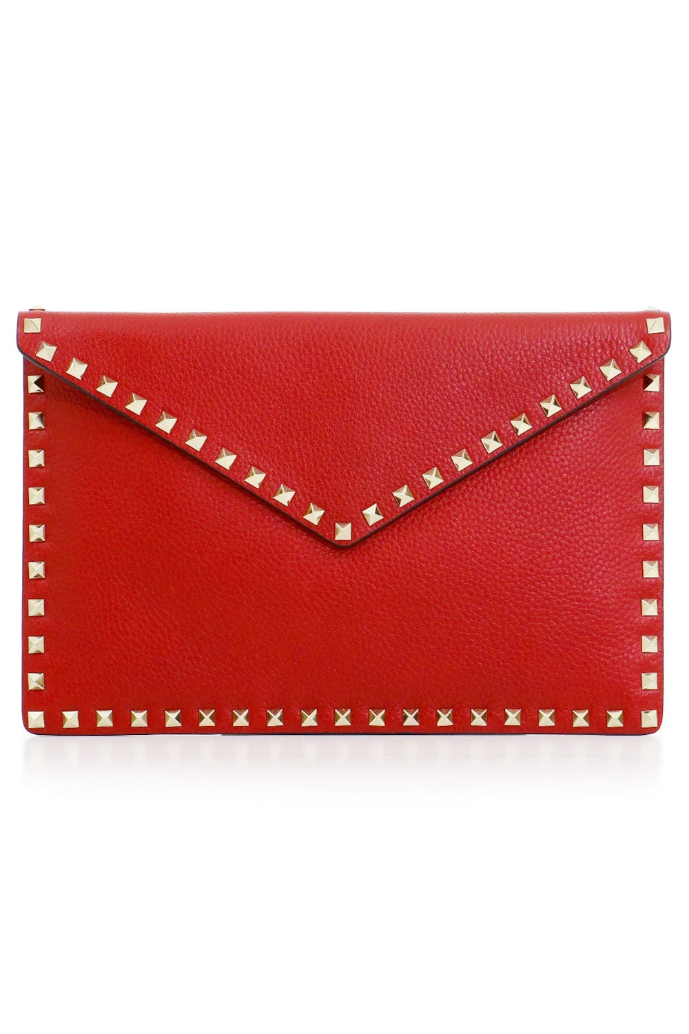VALENTINO GARAVANI: Rockstud bag in grained leather with studs - Red