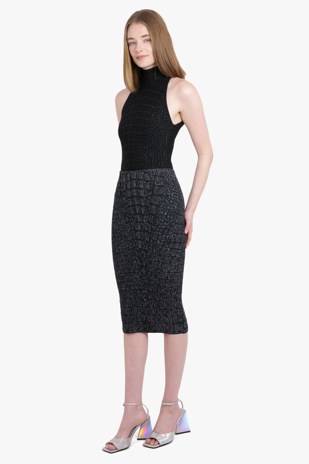 ALAIA RTW Croco Jacquard Body | Black