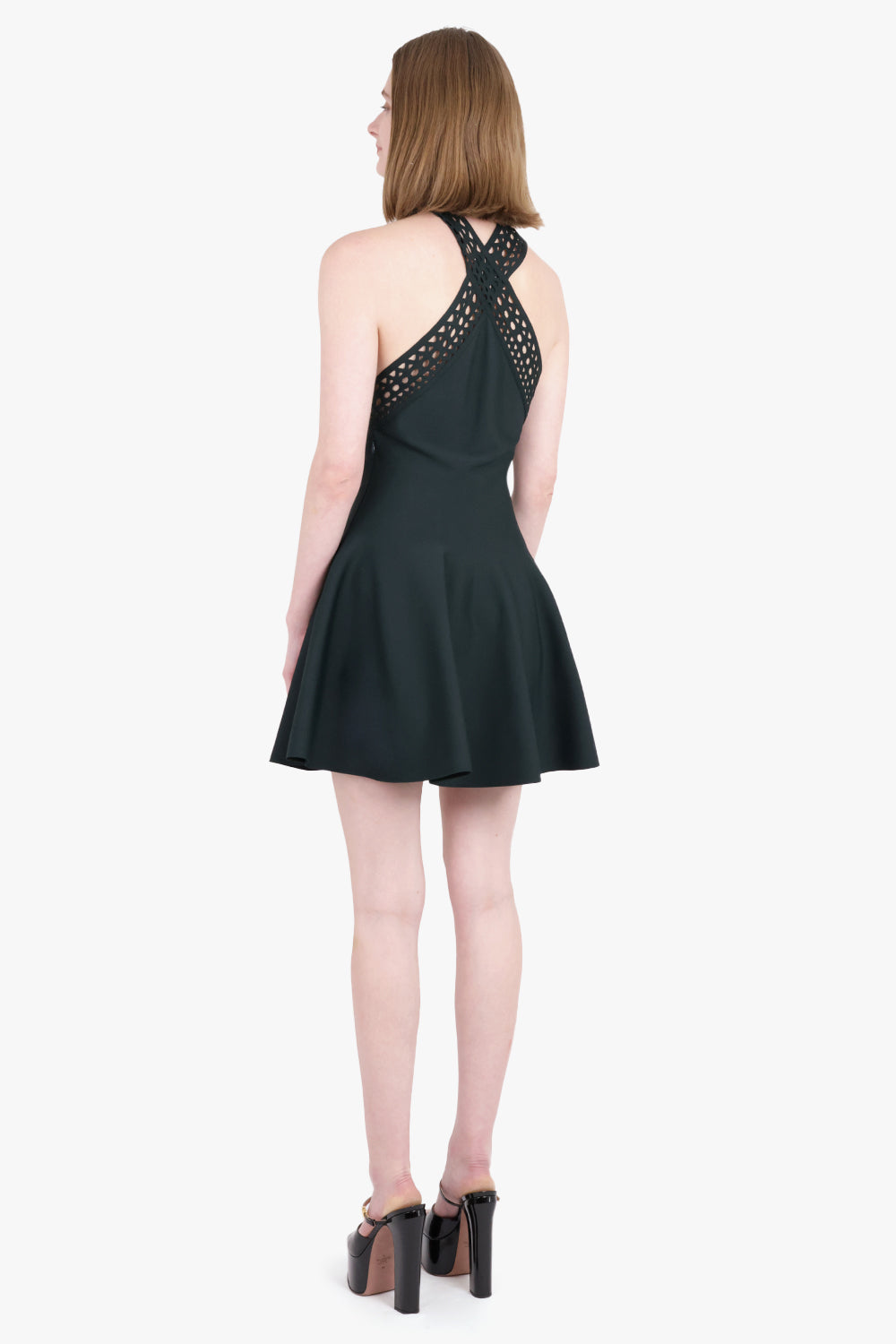 ALAIA RTW Vienne Skater Crossover Dress | Dark Green