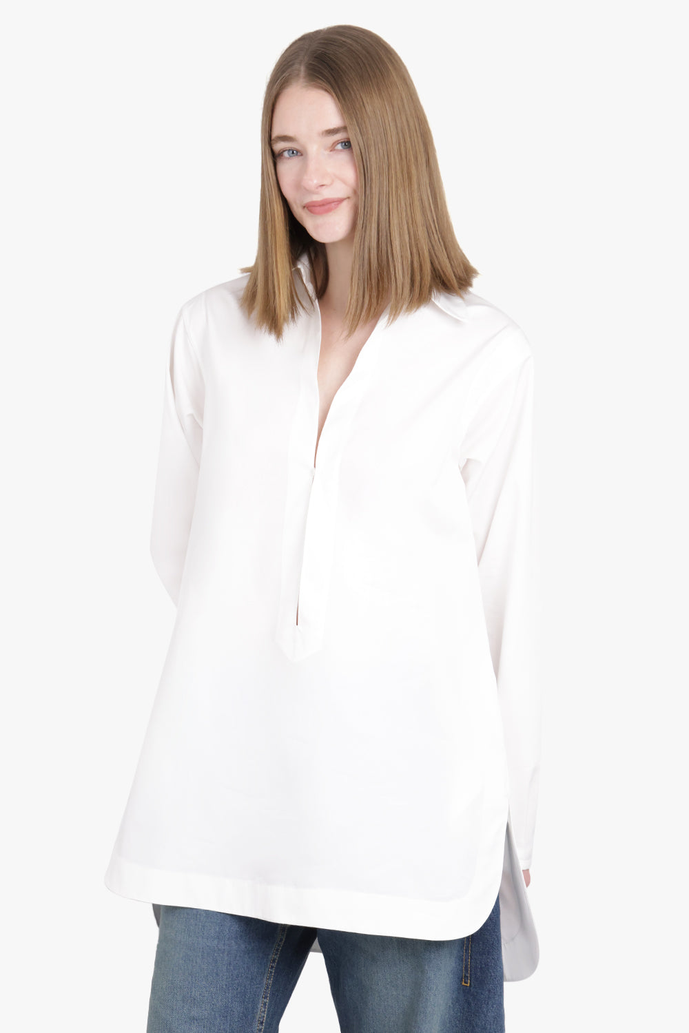 ALAIA RTW V Neck Tunic Dress | White