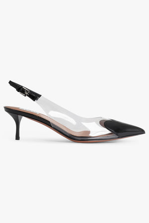 ALAIA SHOES Patent Calfskin 55mm Heart Slingbacks | Black