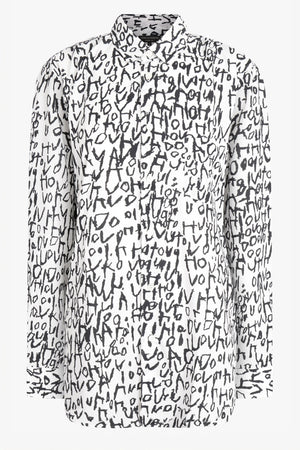 COMME DES GARCONS HOMME PLUS RTW Thin Print Broad Shirt | White/Black