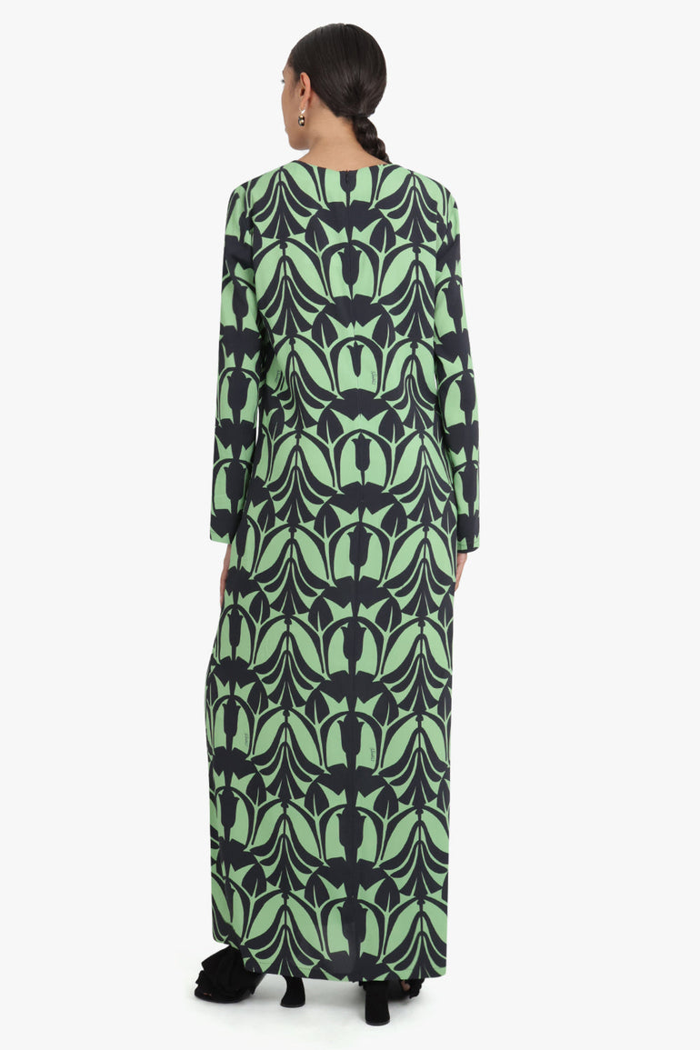 LA DOUBLEJ RTW Long Sleeve Swing Dress | Green Papyrus