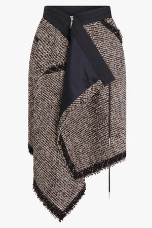 SACAI RTW Asymmetric Tweed Skirt | Brown