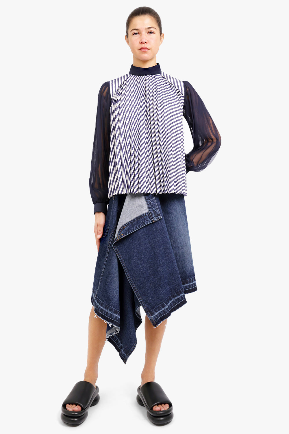 SACAI RTW Cotton Poplin Pullover Top | Stripe