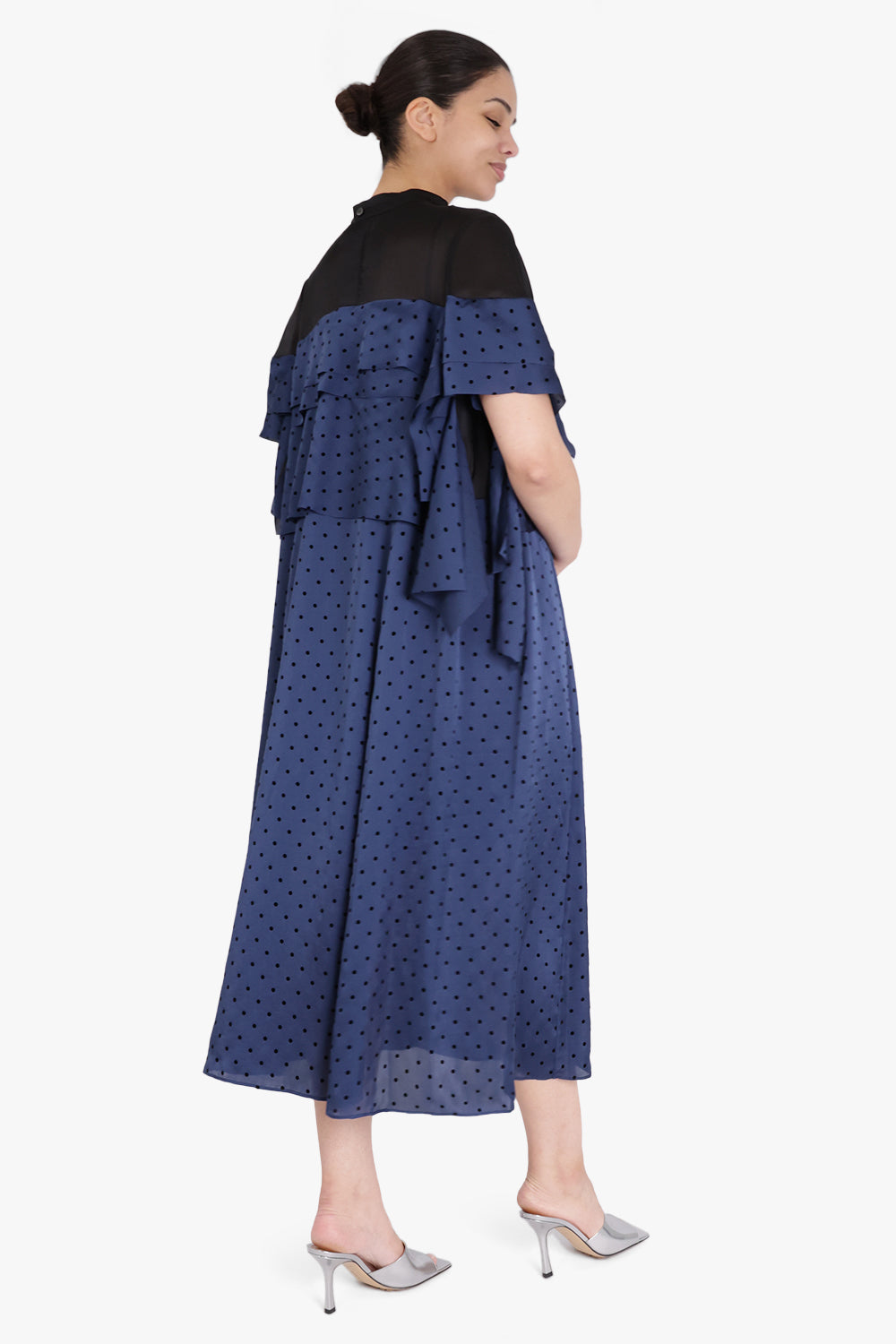 Polka Dot Flock Print Dress | Blue – Parlour X