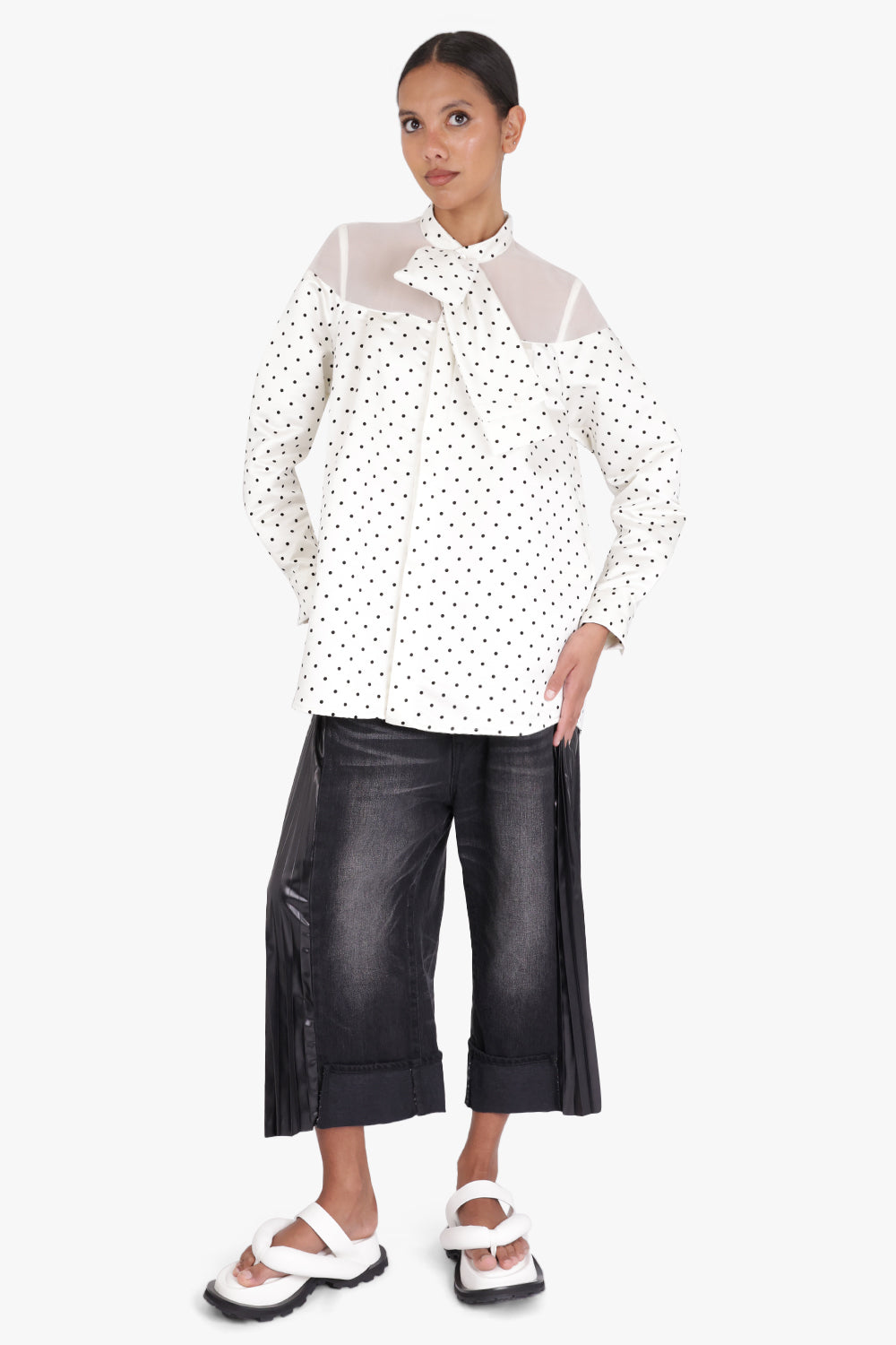 Polka Dot Flock Print Shirt | Off White