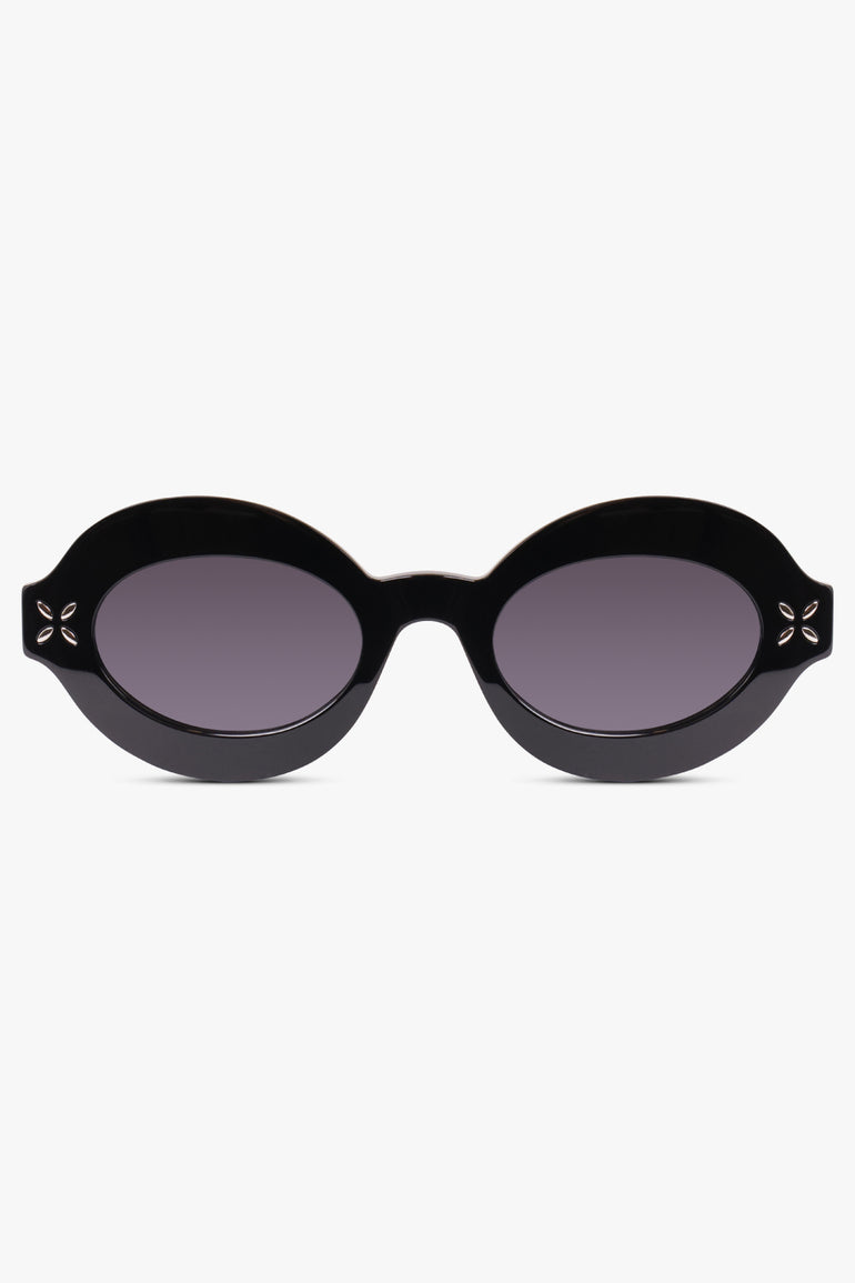ALAIA ACCESSORIES BLACK / BLACK-BLACK-GREY AA0059S Round Frame Black Lense Sunglasses | Black