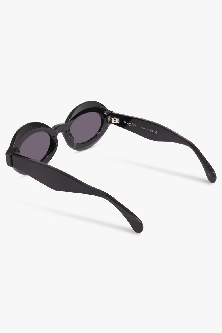 ALAIA ACCESSORIES BLACK / BLACK-BLACK-GREY AA0059S Round Frame Black Lense Sunglasses | Black