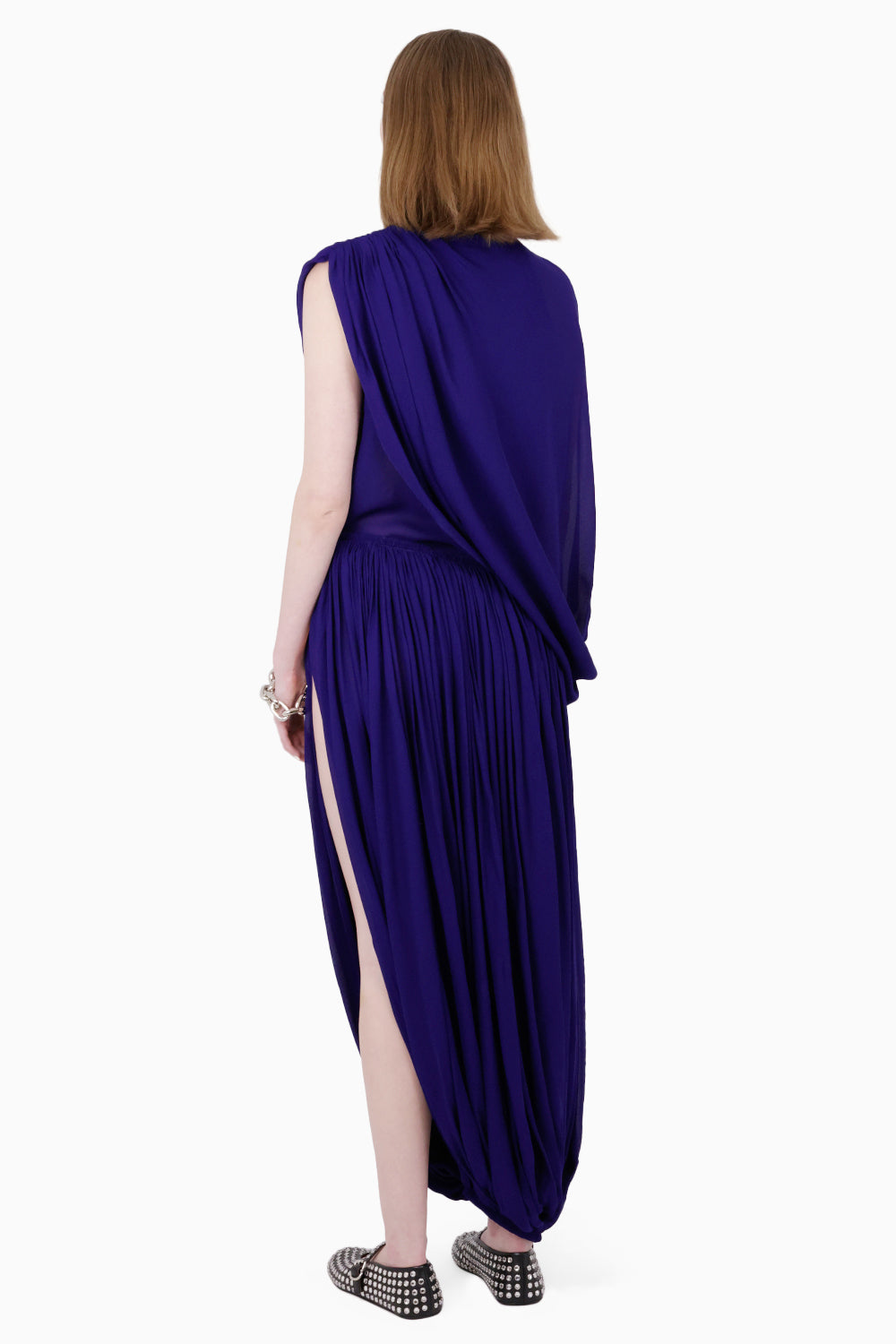 ALAIA RTW Asymmetric Drape Pleat Pant | Purple