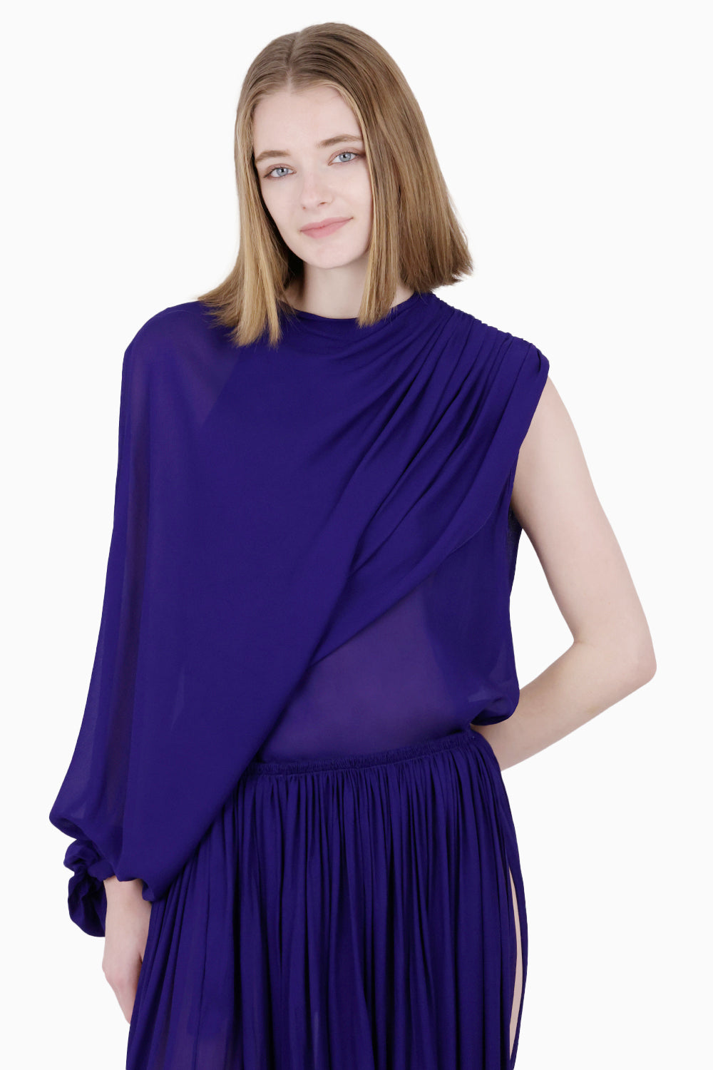 ALAIA RTW Asymmetric Drape Balloon Top | Purple