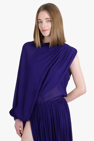 ALAIA RTW Asymmetric Drape Balloon Top | Purple