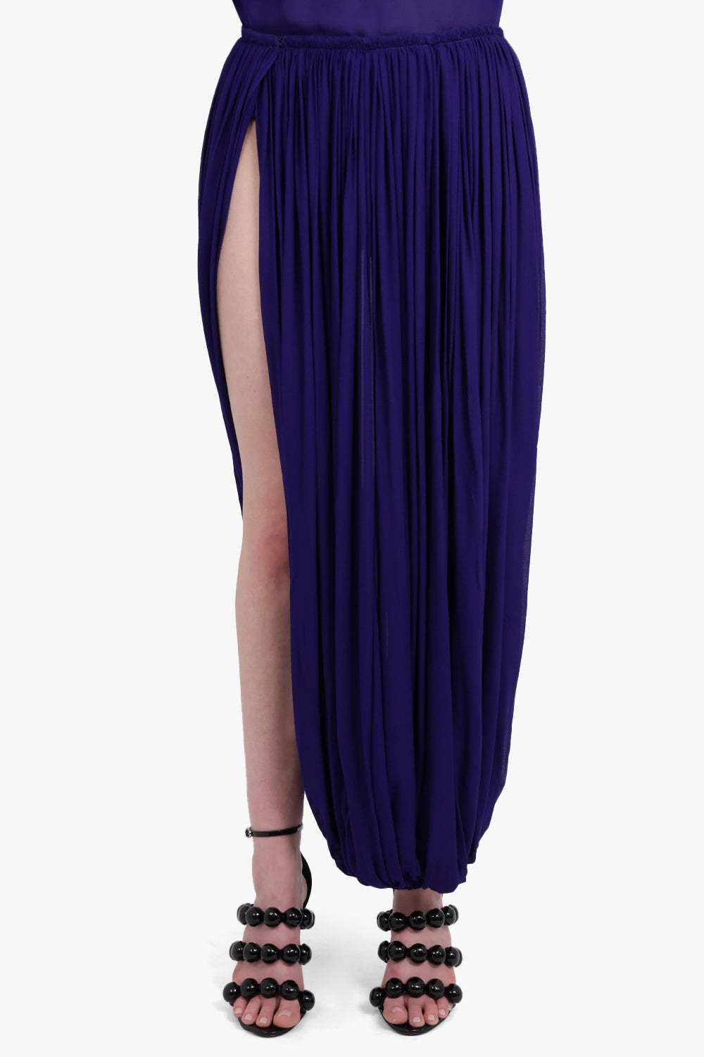 ALAIA RTW Asymmetric Drape Pleat Pant | Purple