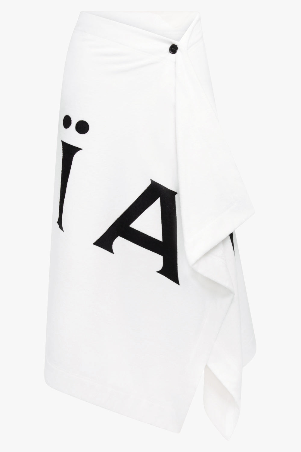 ALAIA RTW Assymetric Midi Alaia Logo Skirt | White