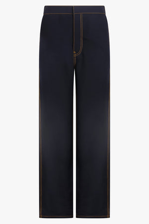 ALAIA RTW Contrast Upstitched Wide Leg Pant | Blue