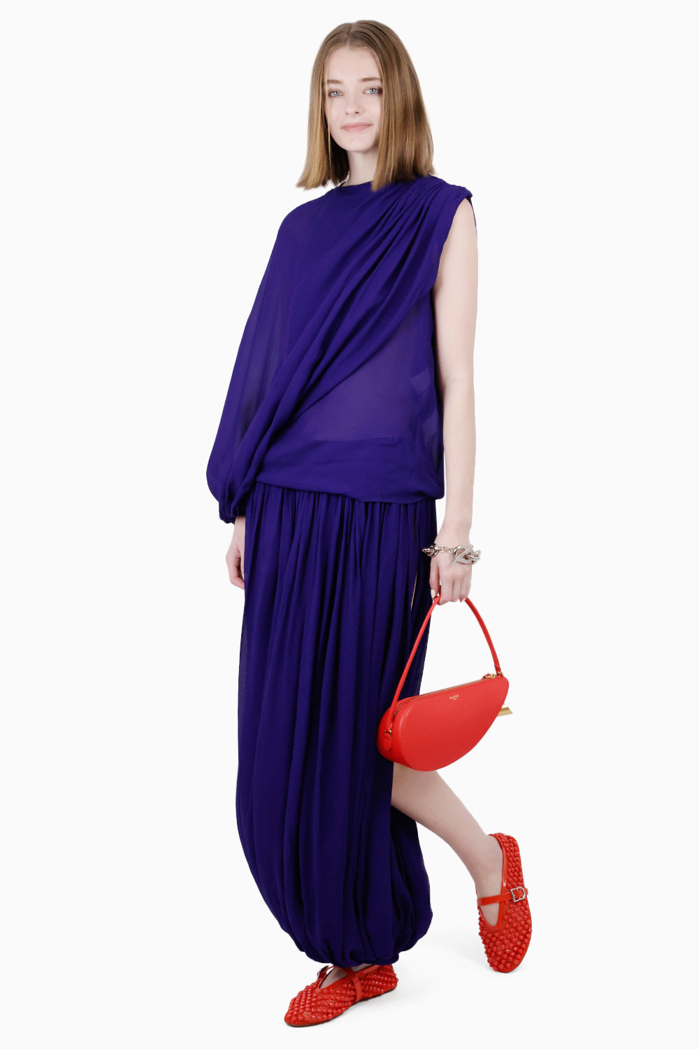 ALAIA RTW Asymmetric Drape Balloon Top | Purple