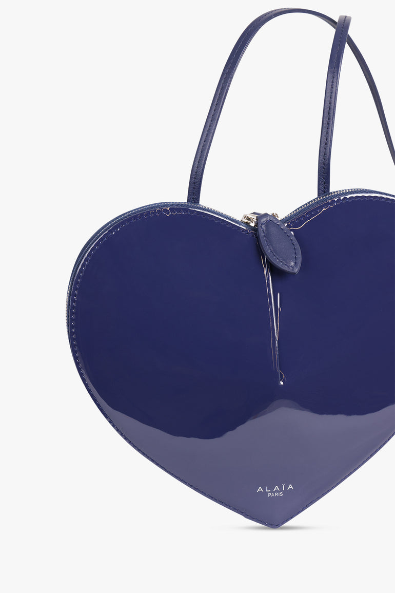 ALAIA BAGS BLUE / BLEU FONCE Le Coeur Patent Heart Shaped Bag | Slate Blue