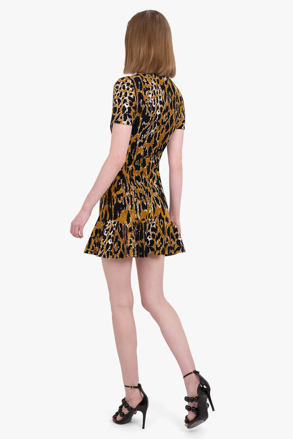 ALAIA RTW High neck S/S Leopard Print Skater Mini Dress | Multi