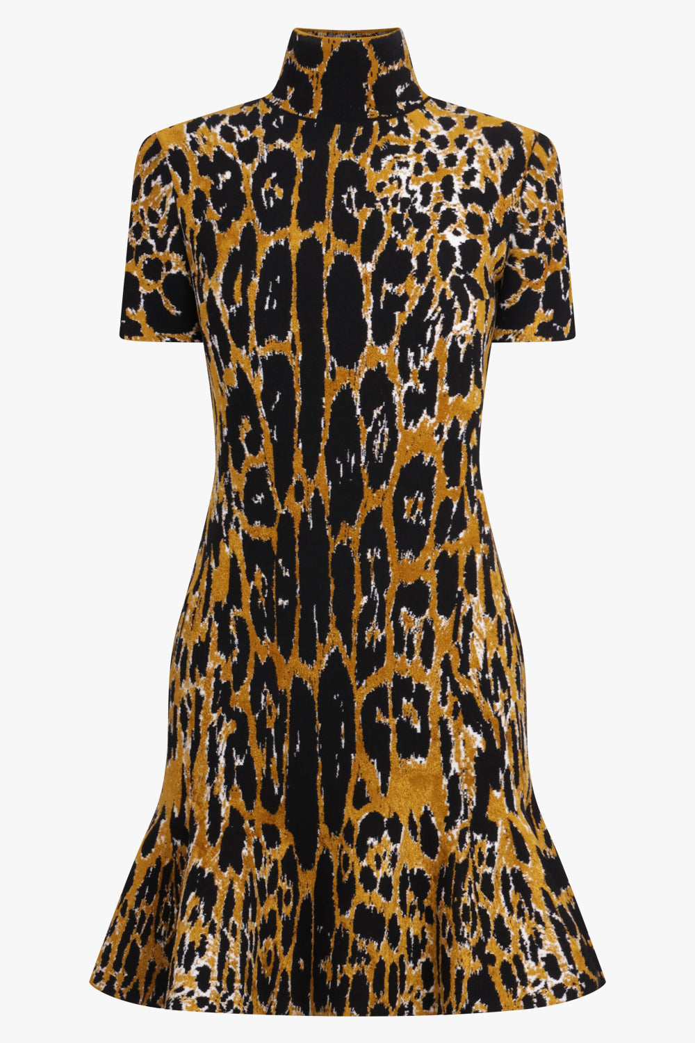 ALAIA RTW High neck S/S Leopard Print Skater Mini Dress | Multi