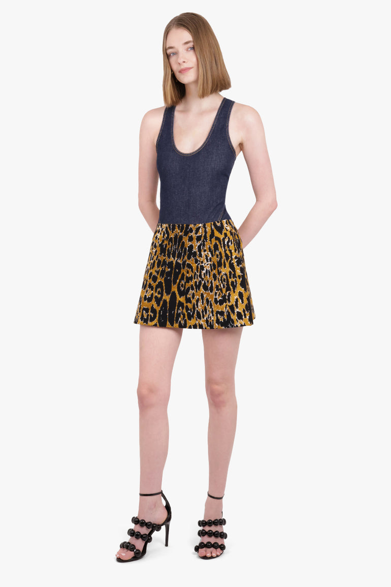 ALAIA RTW A-Line Leopard Print Mini Skirt | Multi