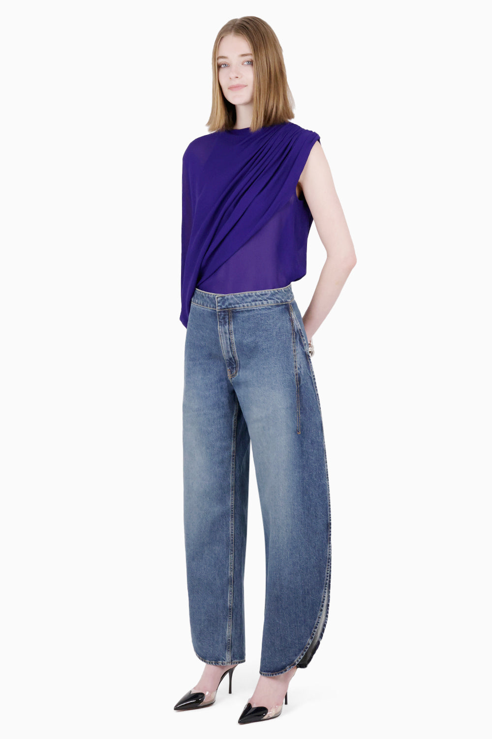 ALAIA RTW Petal Round Fit Dart Jeans | Washed Blue