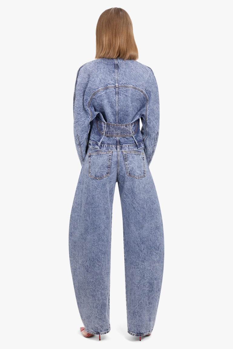 ALAIA RTW Denim High Neck Zip Jacket | Blue Snow