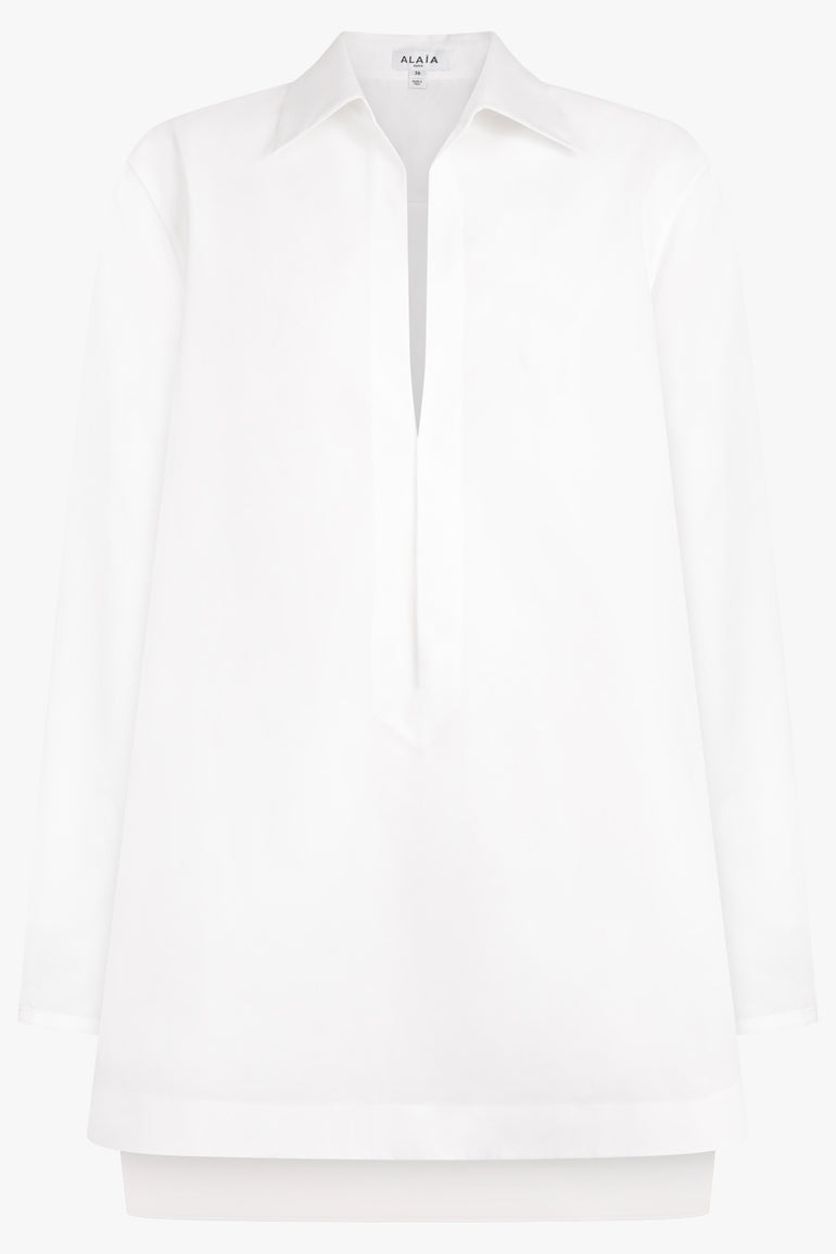 ALAIA RTW V Neck Tunic Dress | White