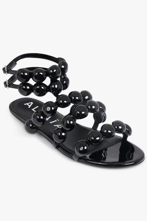 ALAIA SHOES Stud Embellished 5 Strap Flat Sandal | Black