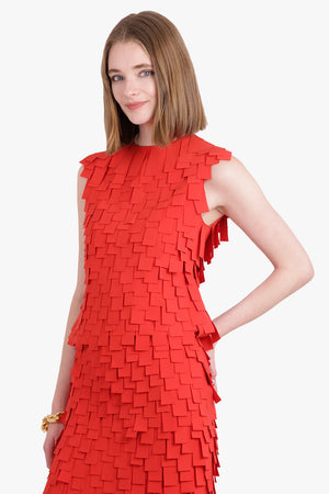 Multi Rectangle Textured Sleeveless Top | Red