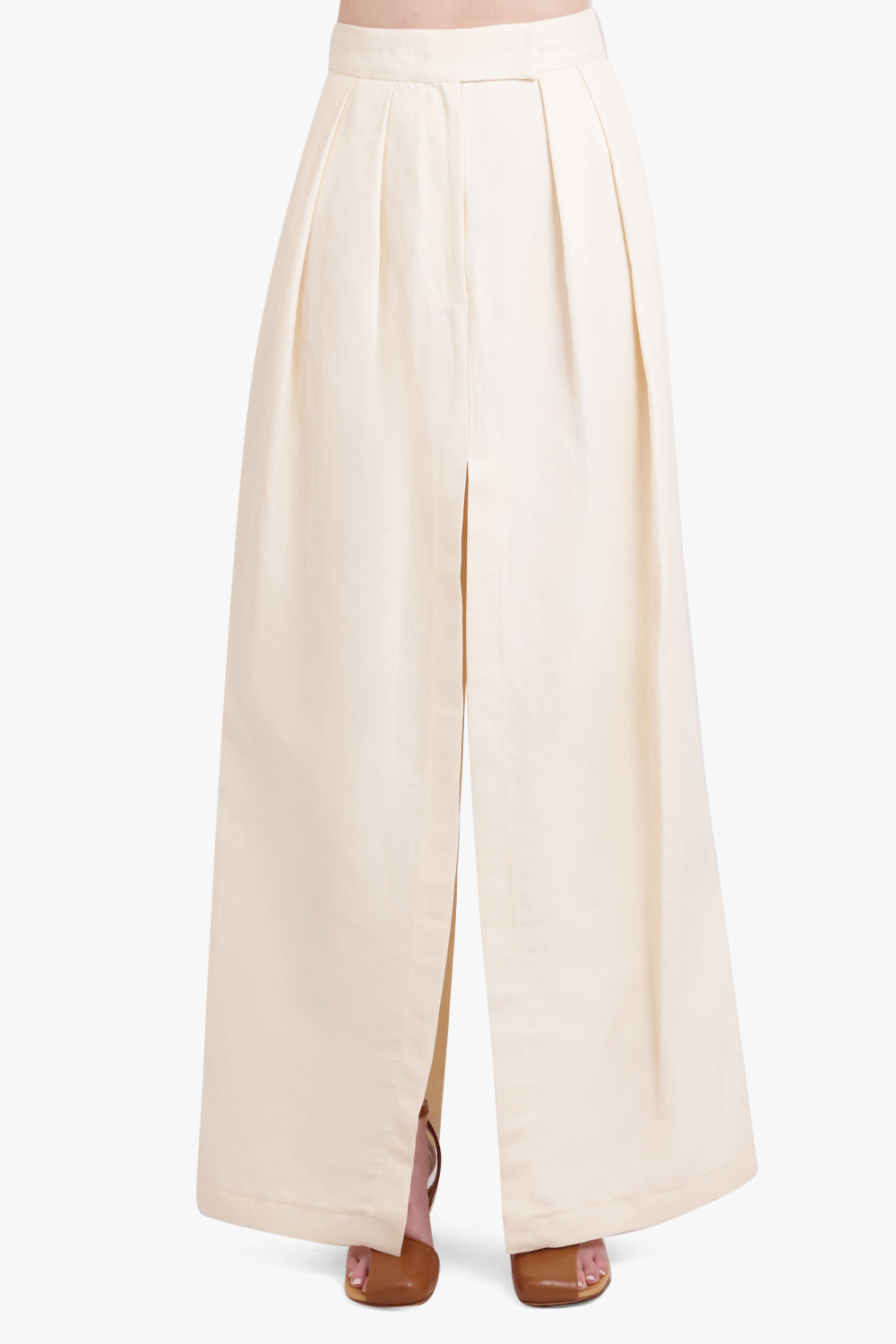 AWAKE MODE RTW High Waisted Split Maxi Skirt | Ecru