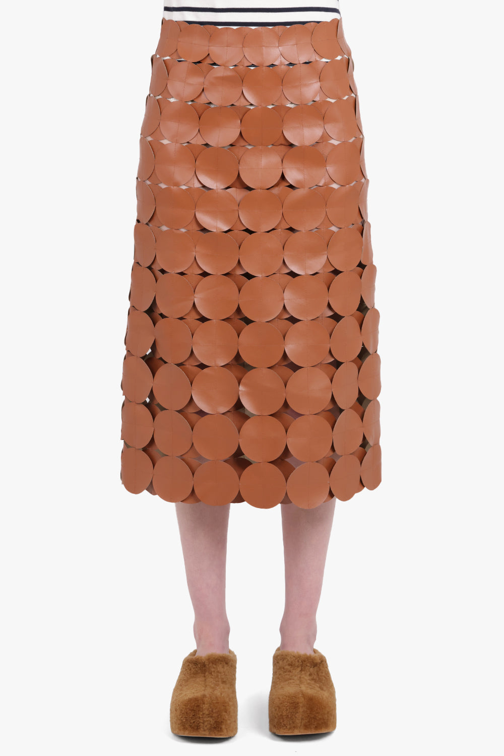 Brown leather circle skirt best sale