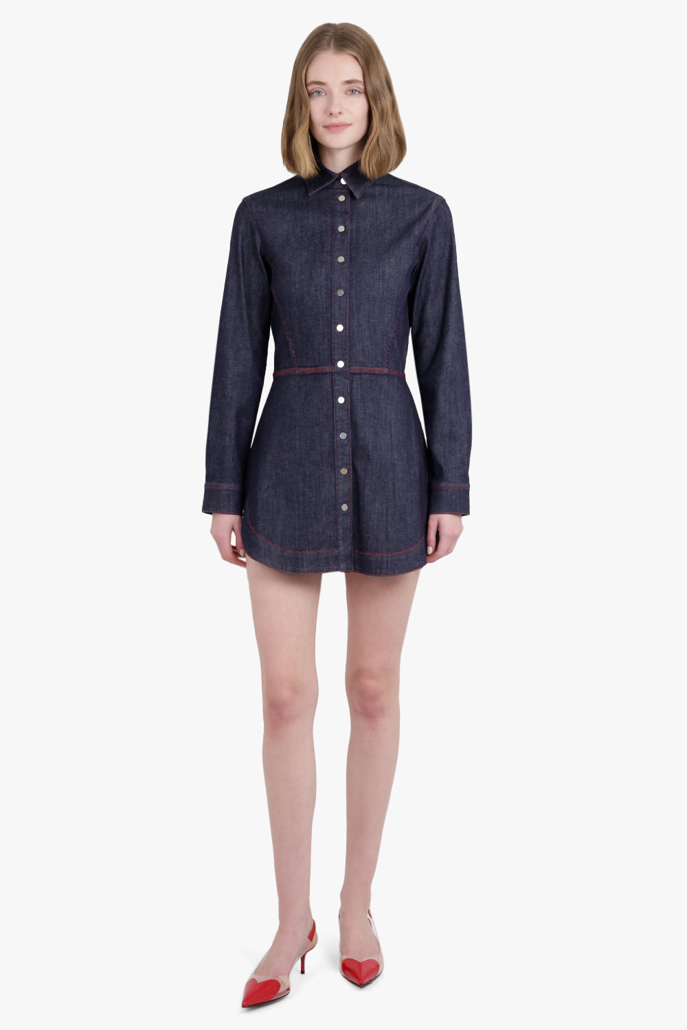 ALAIA RTW Denim Mini Shirt Dress | Dark Blue