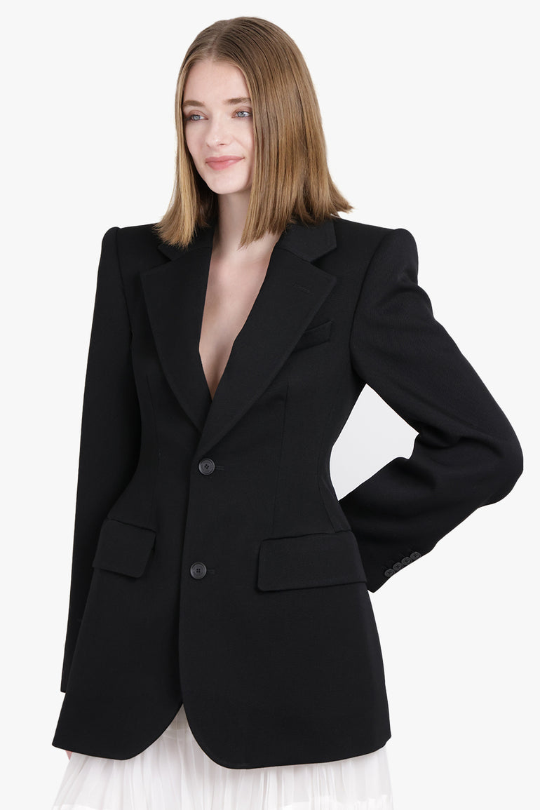 BALENCIAGA RTW HOURGLASS SINGLE BREASTED JACKET | BLACK