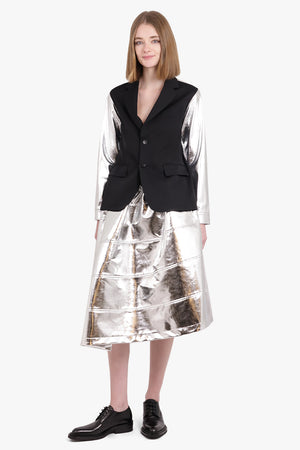 BLACK COMME DES GARÇONS RTW Contrast Suit x PVC Leather Blazer Jacket | Black/Silver