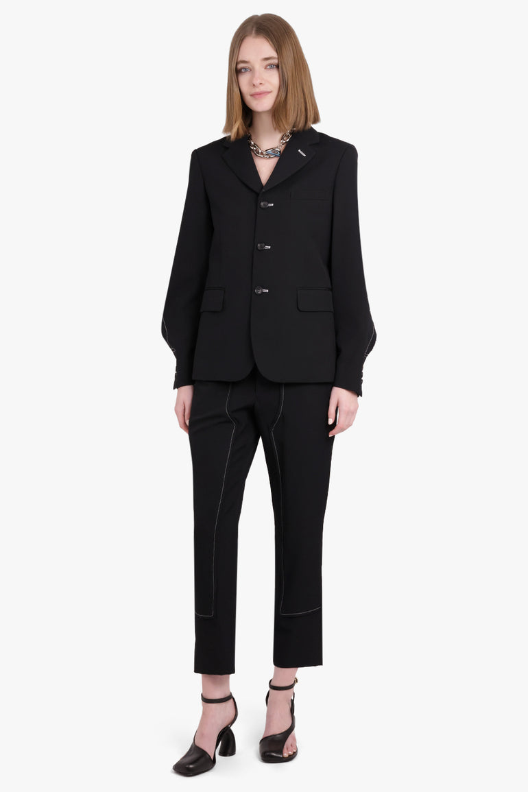 BLACK COMME DES GARÇONS RTW Top Stitch Raw Edge Detail Blazer | Black