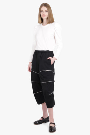 Zip Detail Cropped Pant | Black