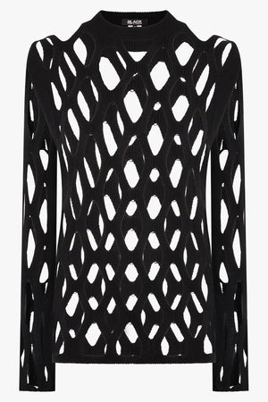 COMME DES GARCONS RTW Mesh L/S Knitted Top | Black