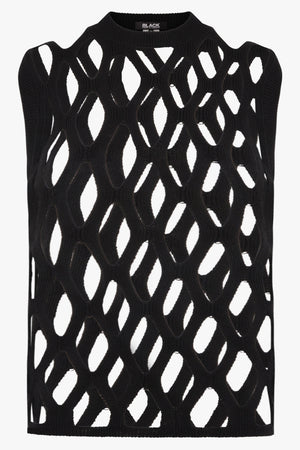 COMME DES GARCONS RTW Mesh Sleeveless Knitted Top | Black