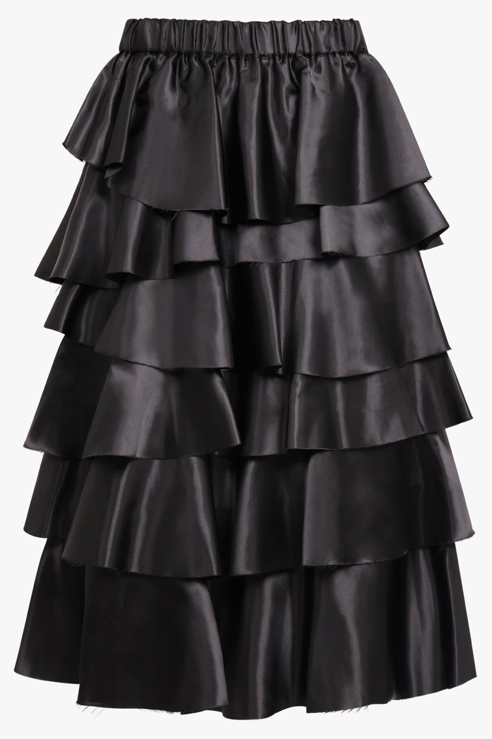 BLACK COMME DES GARÇONS SKIRTS Ruffle Layer Midi Skirt with Back Pleating | Black