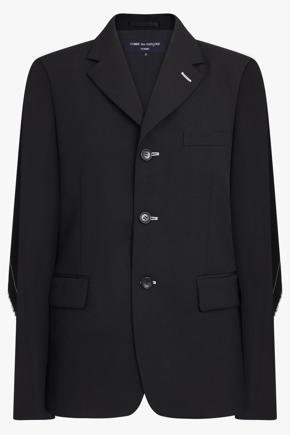 BLACK COMME DES GARÇONS RTW Top Stitch Raw Edge Detail Blazer | Black