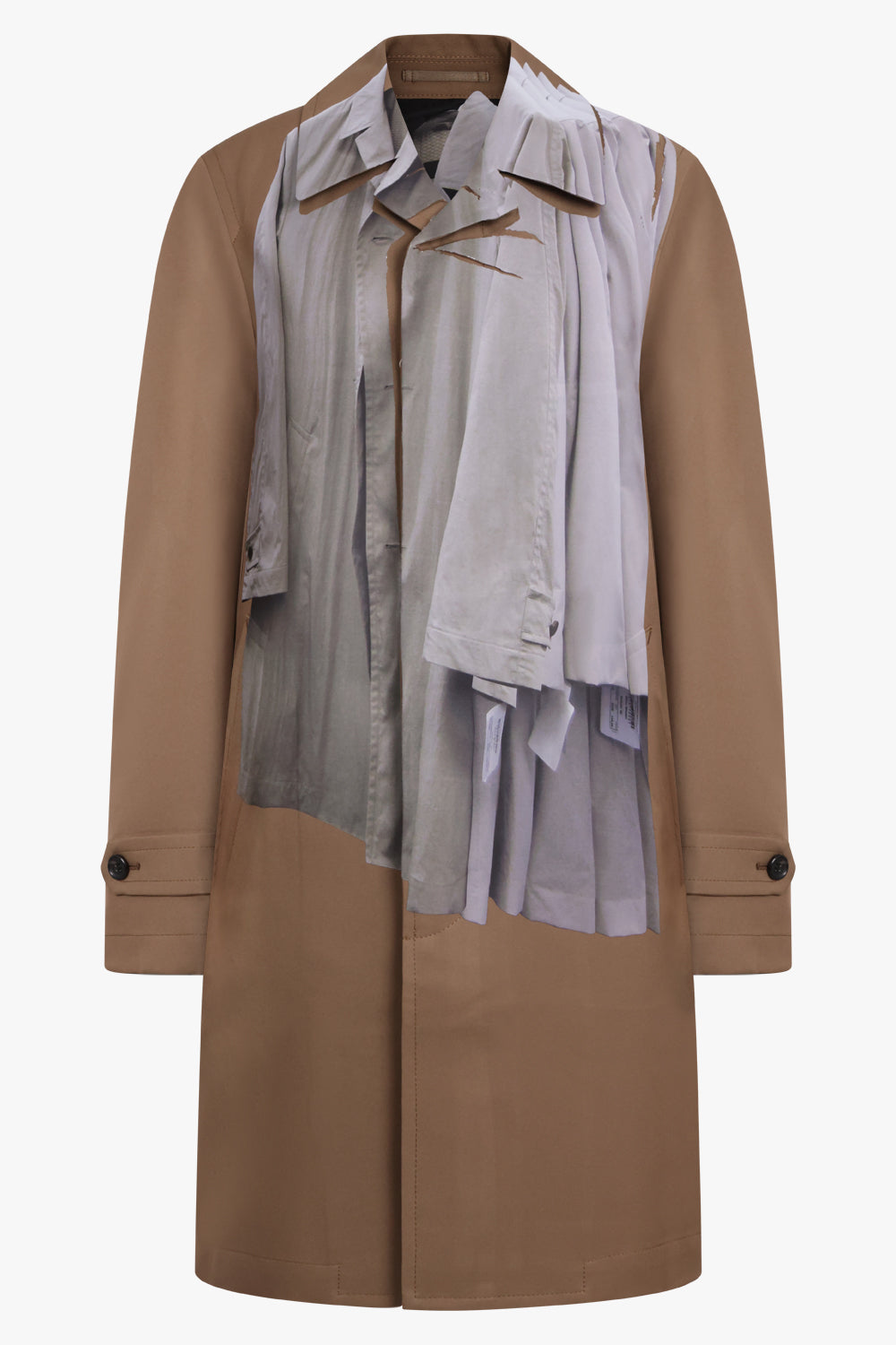 COMME DES GARCONS HOMME PLUS RTW Hanging Clothes Print Coat | Light Brown/Grey