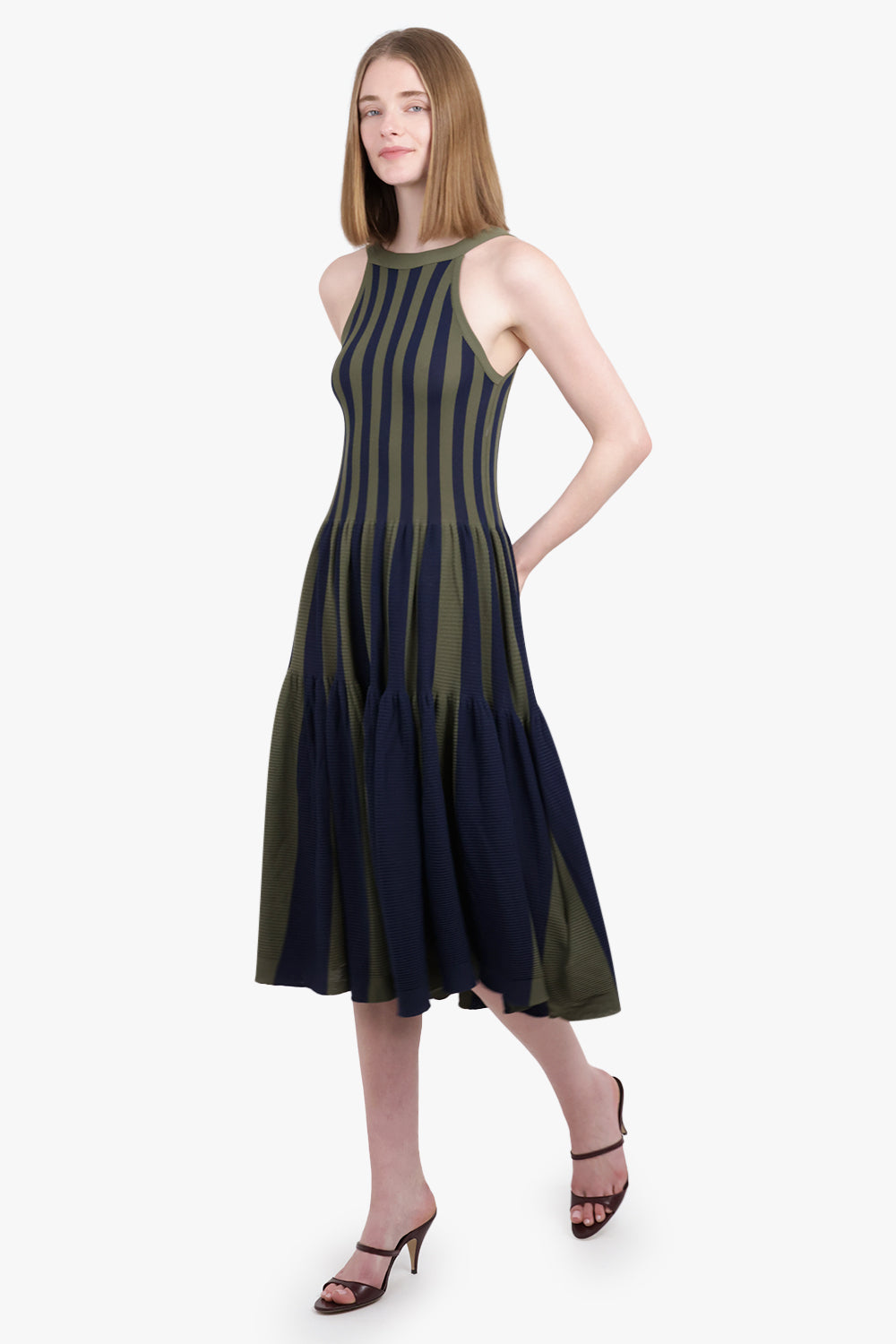 CFCL RTW Cascades S/Less Stripe Maxi Dress | Navy/Green