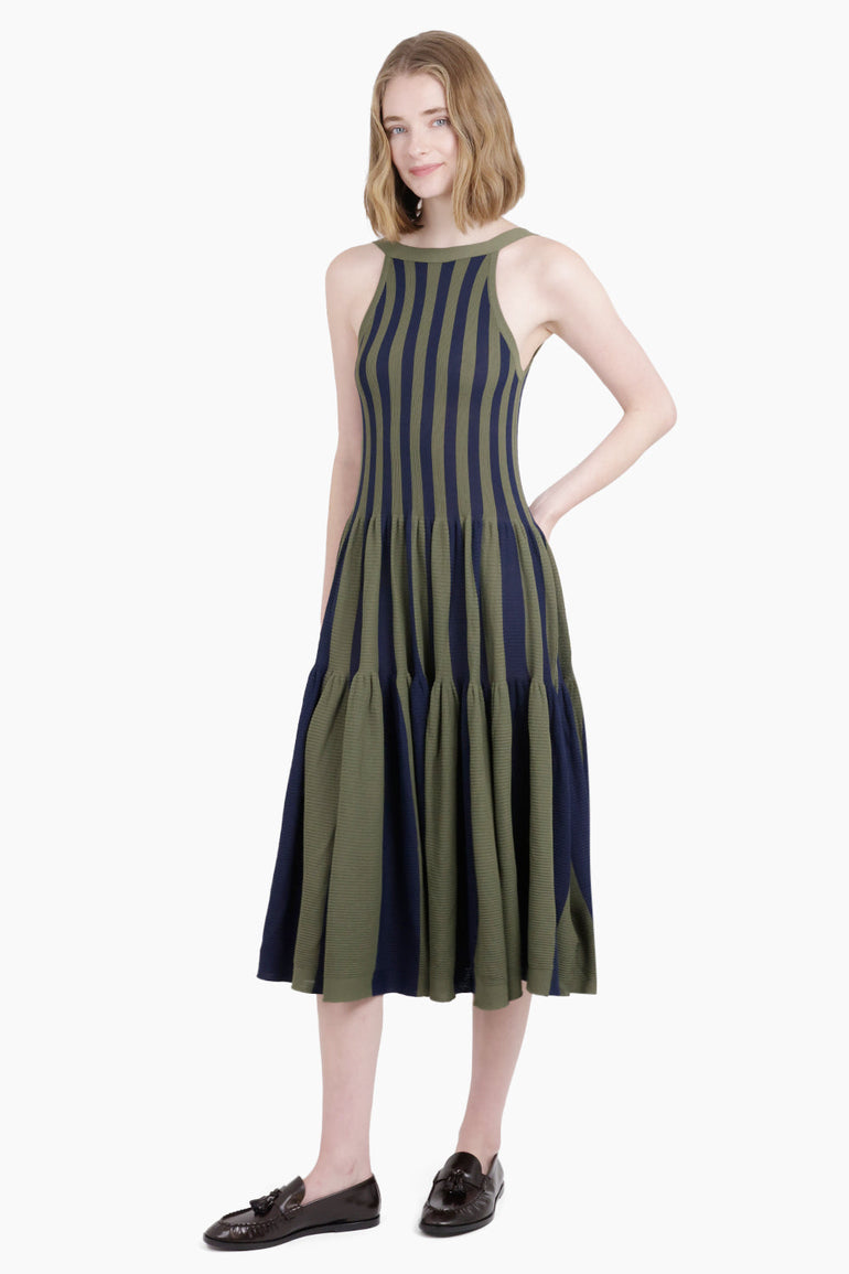 CFCL RTW Cascades S/Less Stripe Maxi Dress | Navy/Green