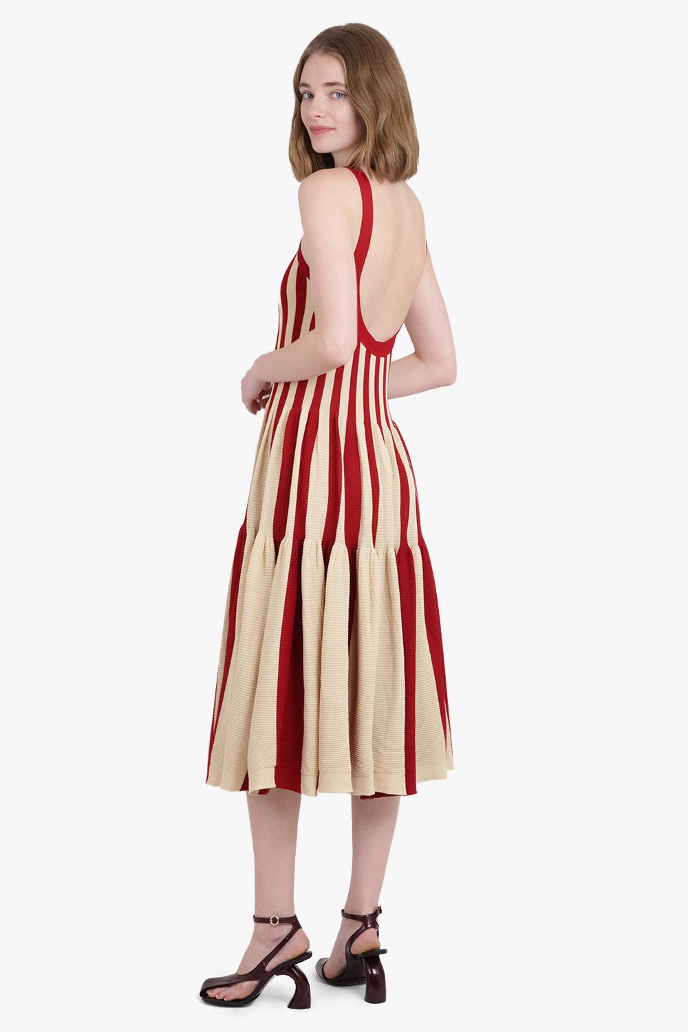 CFCL RTW Cascades S/Less Stripe Maxi Dress | Red/Beige