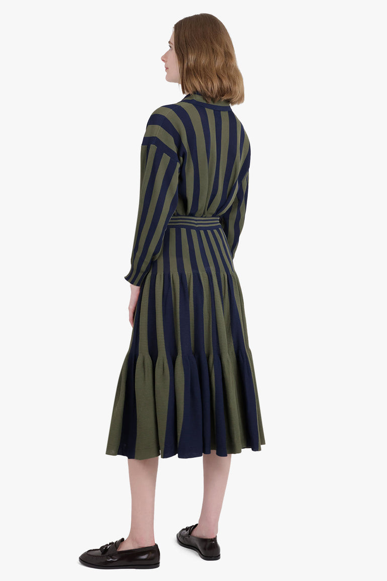 CFCL RTW Cascades Stripe L/S Oversized Shirt | Navy/Green